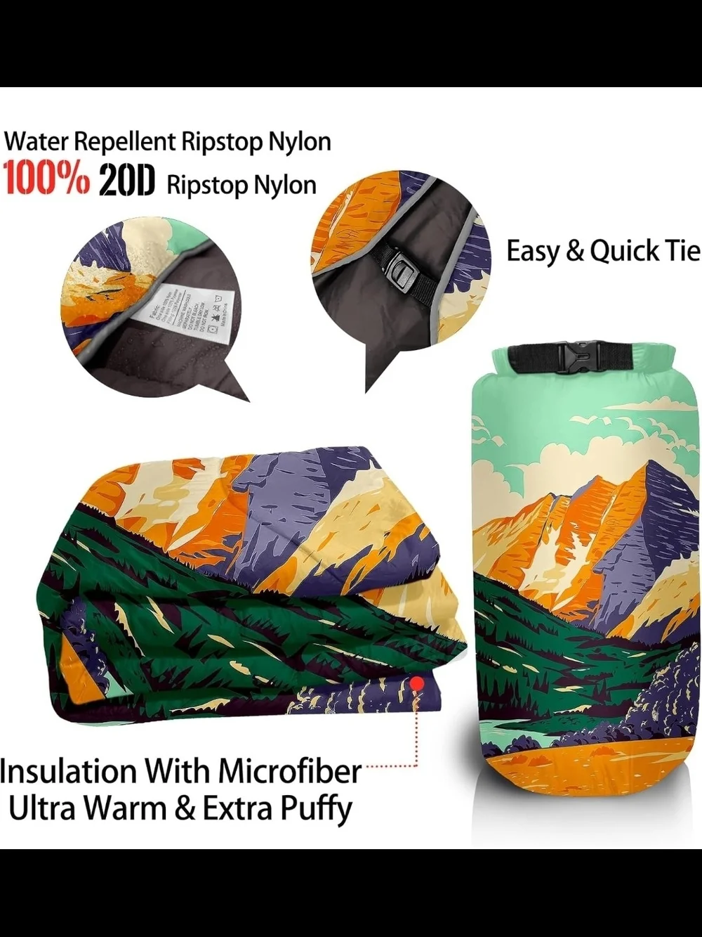 Lightweight Outdoor Puffy Camping Blanket - Waterproof, Ultra Warm, Large Quilt